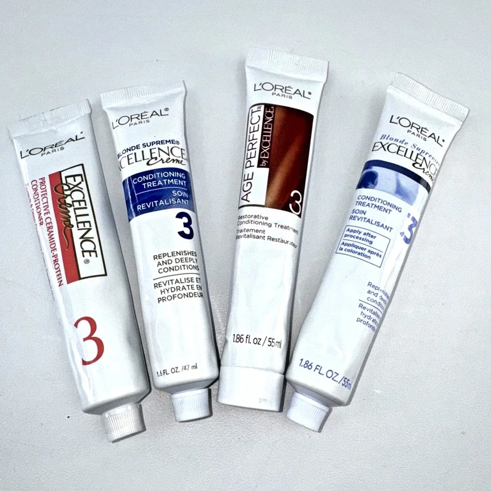 4 X Loreal Paris Excellence Creme Conditioning Hair Treatment #3 Tube Age Perfec
